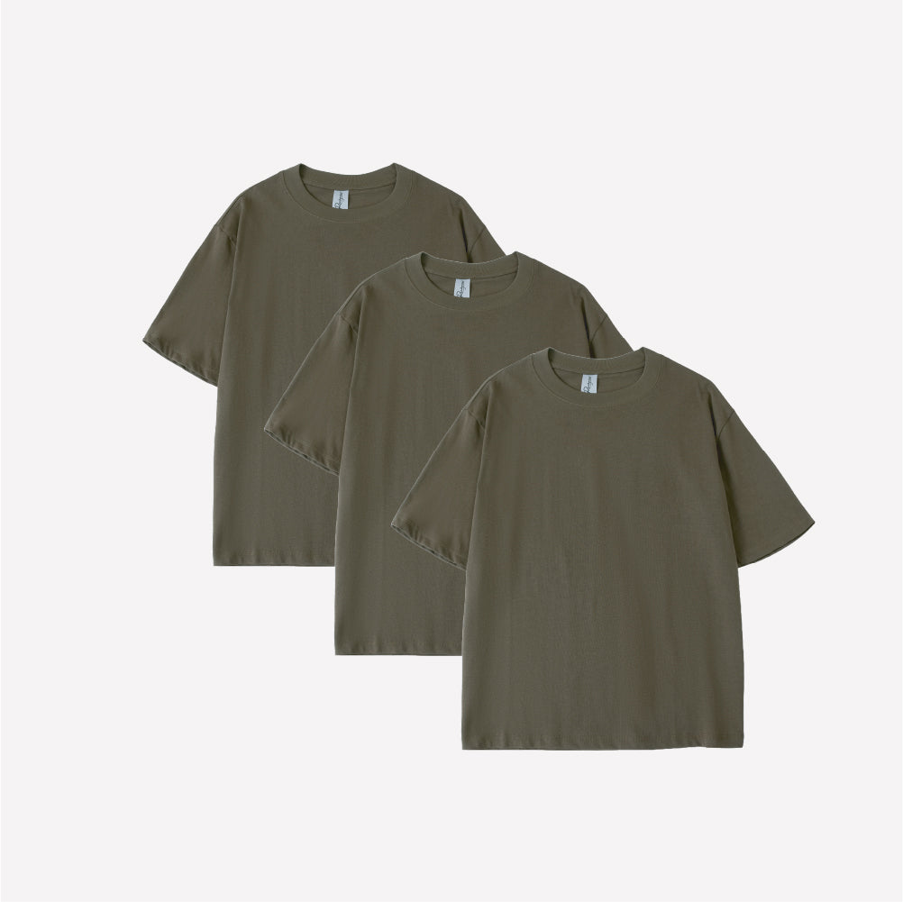 3-Pack Oversized T-shirt - Olive Brown