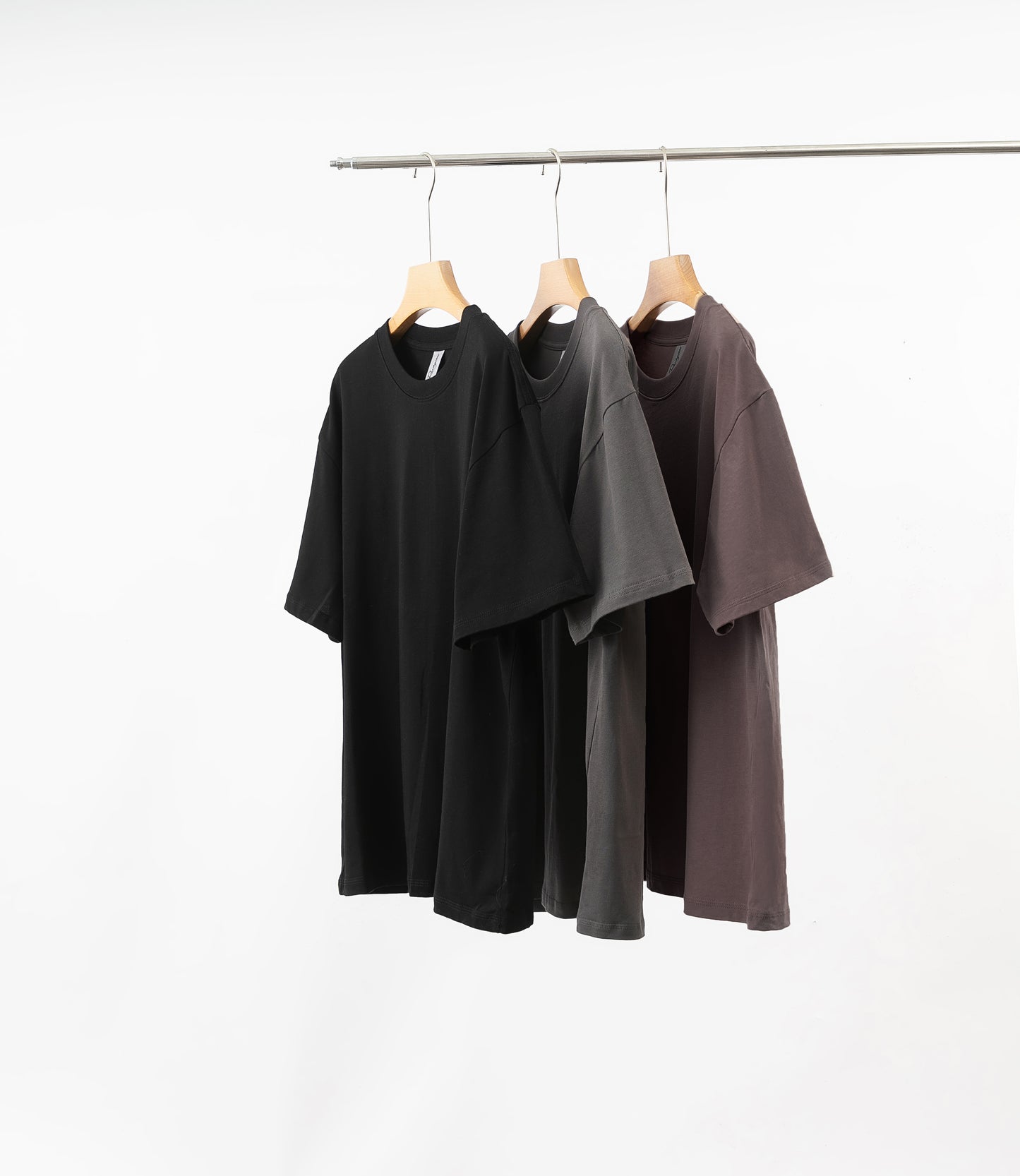 3 Pack Oversized T-shirt - Black, Charcoal Grey, Cameo Brown