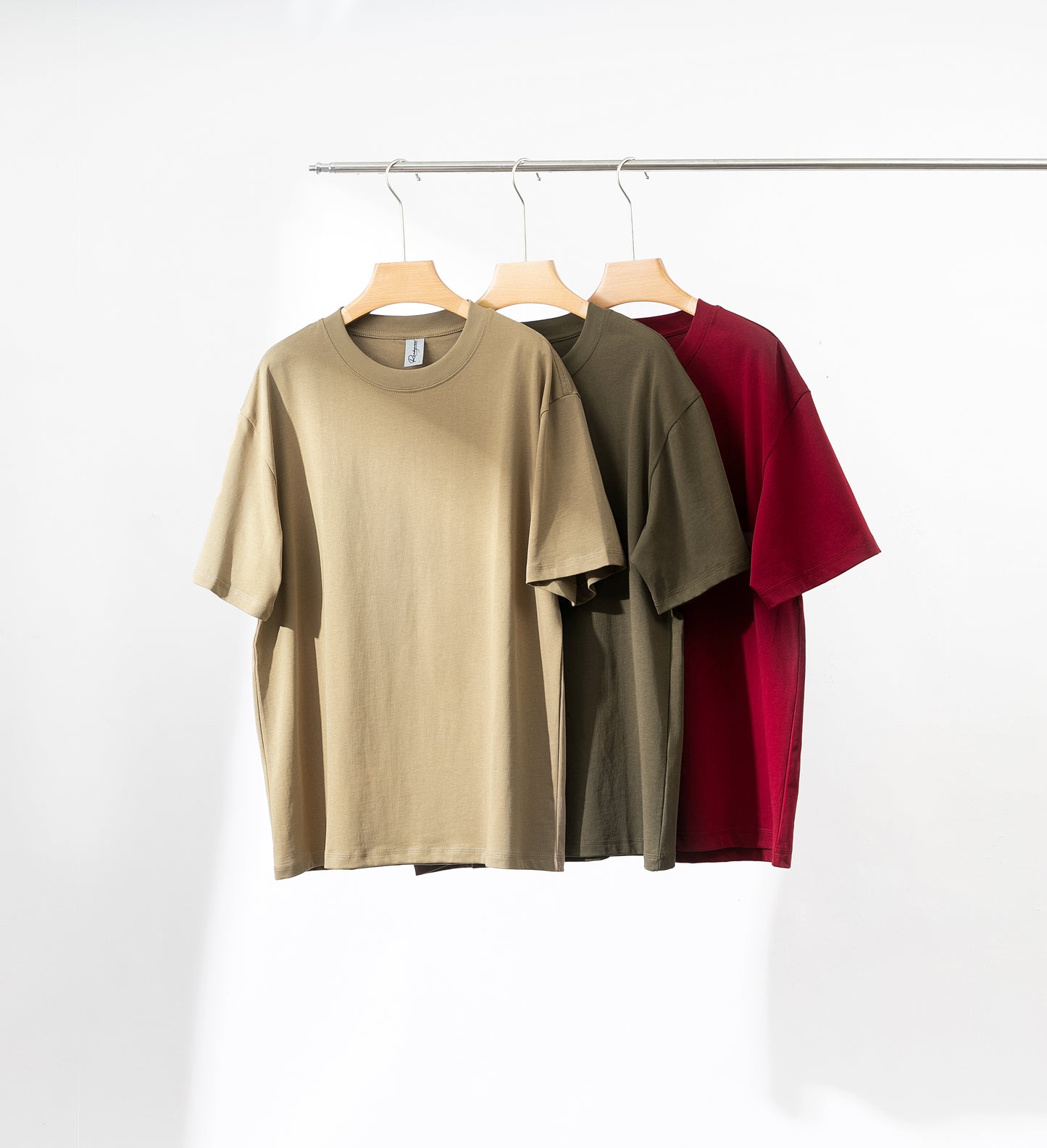 3 Pack Oversized T-shirt - Khaki, Olive Brown, Maroon