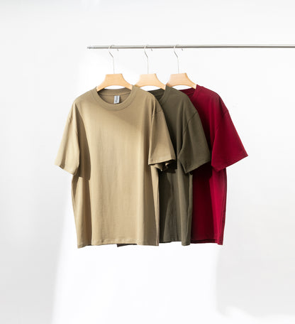 3 Pack Oversized T-shirt - Khaki, Olive Brown, Maroon