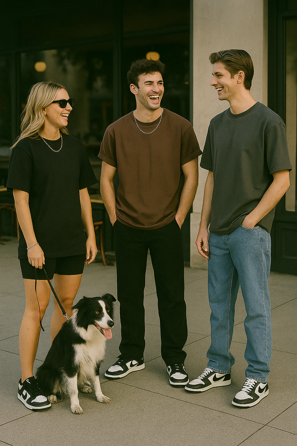 3 Pack Oversized T-shirt - Black, Charcoal Grey, Cameo Brown