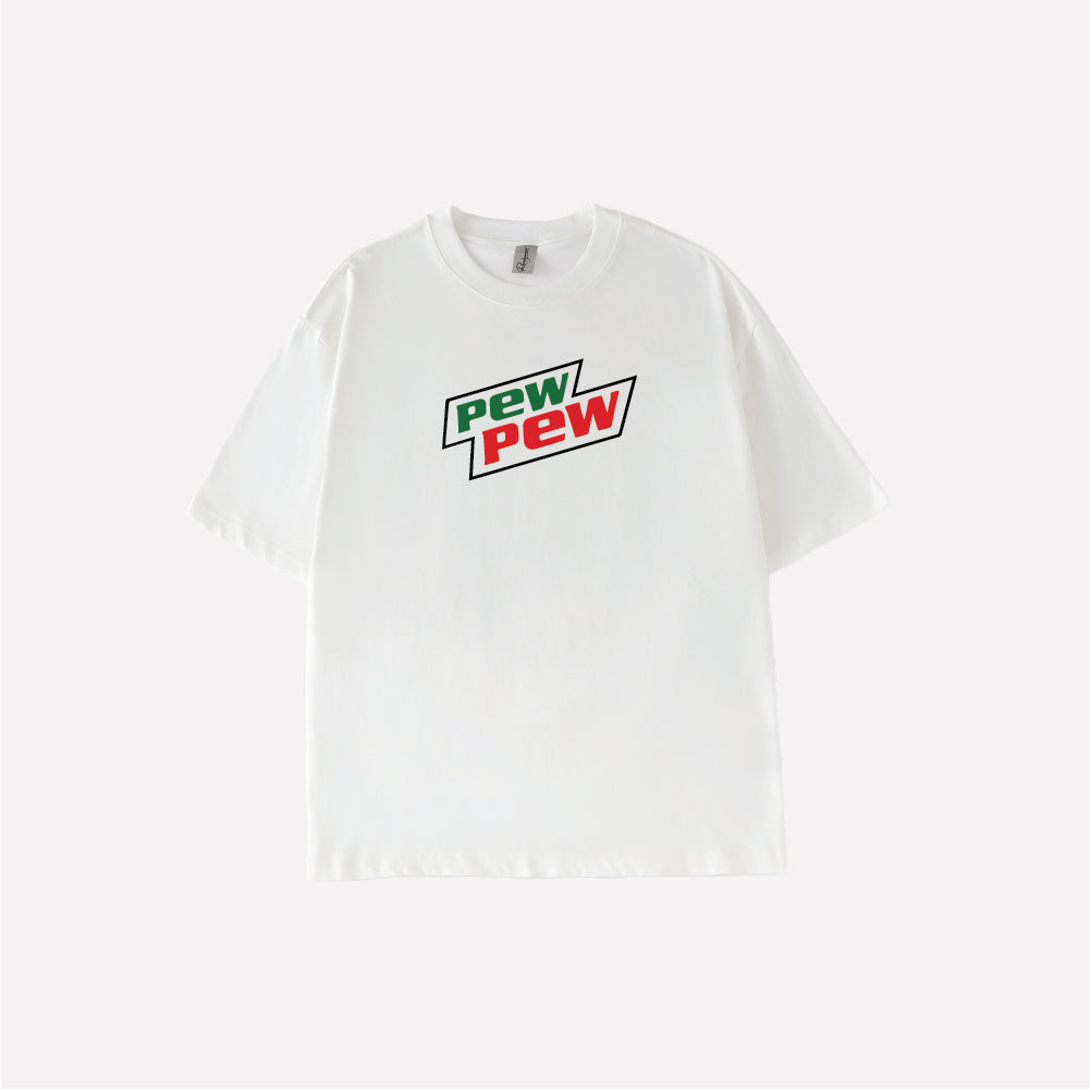 Pew Pew Parody Graphic T-shirt